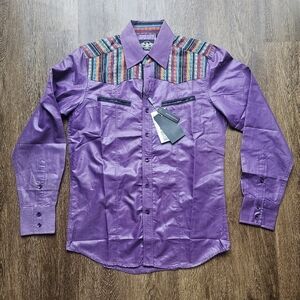 Mens El General Purple S Rodeo Western Button Down Serape Cowboy MexicanNew wi